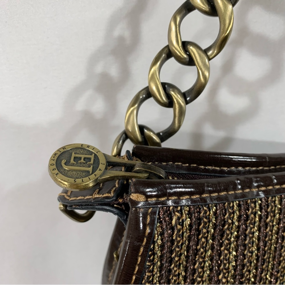 Vintage Eric Javits New York Woven Jute Shoulder Bag with Leather Trim - Picture 3 of 9